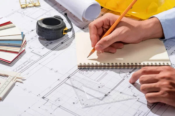 Construction project with hands — Stock Photo, Image