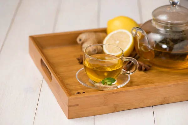 Kopje gember thee met citroen — Stockfoto