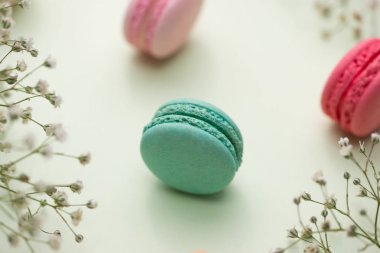 Tatlı. Tatlı macarons veya çiçekli macaroons.