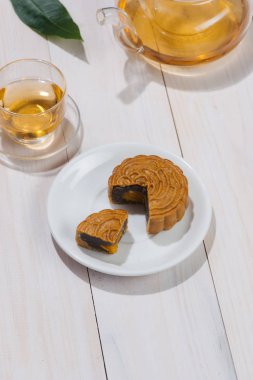 Retro vintage tarzı Çince orta Sonbahar Festivali gıdalar. Gelenek