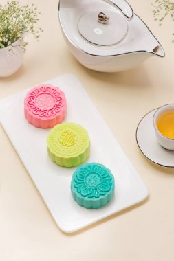 renkli kar deri mooncakes