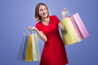 Alışveriş torbaları tutan kadın.