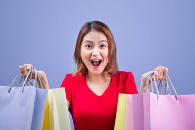 Alışveriş torbaları tutan kadın.