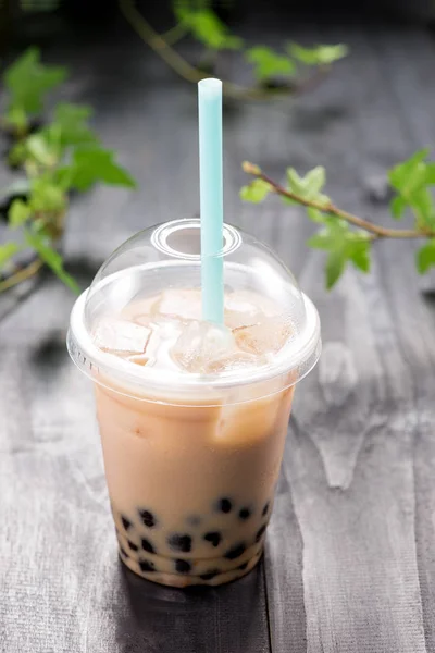 Marrón Burbuja boba té — Foto de Stock