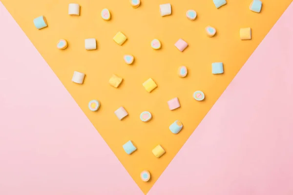 Bovenaanzicht pastel marshmallows — Stockfoto