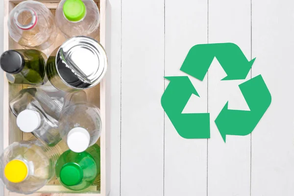 Conceito Ecológico Símbolo Reciclagem Resíduos Com Lixo Pedra — Fotografia de Stock