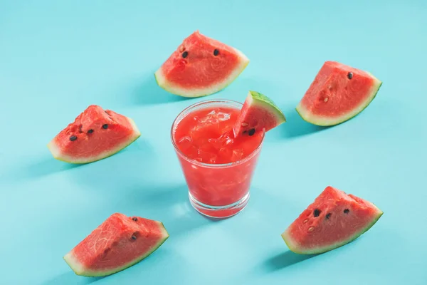 Bebida Sandía Vaso Con Rodajas Sandía Verano —  Fotos de Stock