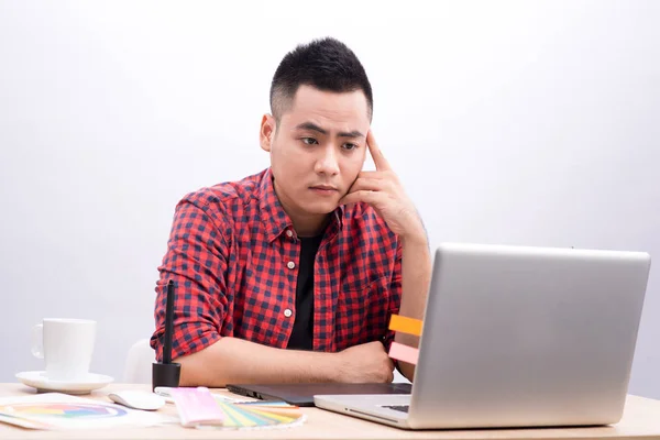 Happy Designer Working His Laptop Creative Office — Stock Photo, Image