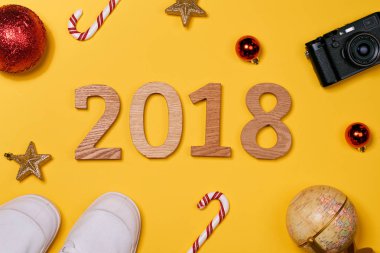 Mutlu yeni yıl 2018 arka plan christmas dekorasyon ile görünümünü
