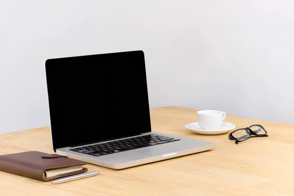 Primer Plano Del Escritorio Oficina Del Negocio Con Café Del — Foto de Stock