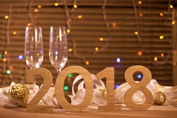 2018 Capodanno Sfondo Celebrazione Con Champagne — Foto Stock