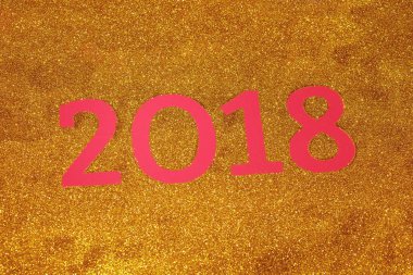 Mutlu yeni yıl 2018. Tatil altın arka plan