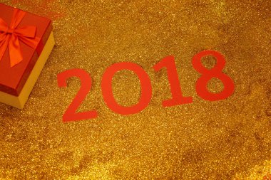 Mutlu yeni yıl 2018. Tatil altın arka plan