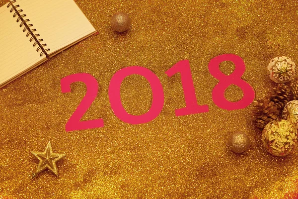 Happy New Year 2018. Holiday gold background