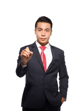 Metniniz için boş alan üzerinde yazılı iş adamı