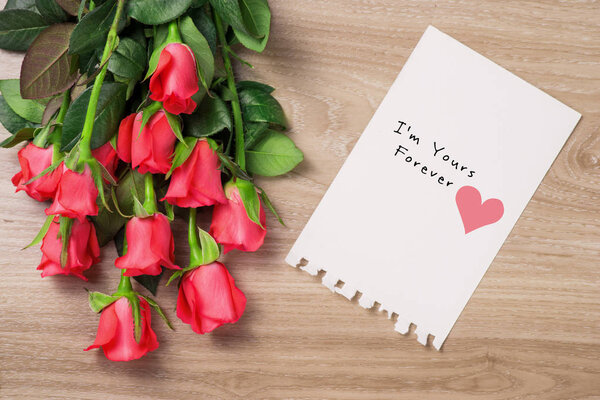 Valentine's Day Background with Bouquet of red roses