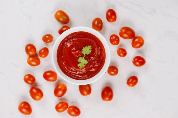 Cuenco Salsa Tomate Ketchup Primer Plano — Foto de Stock