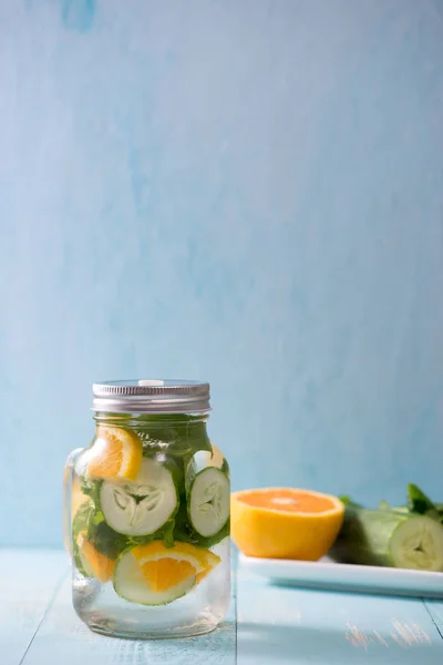 Detox Water Vegetables Fruits Diet Healthy Eating Weight Loss — Stock Photo, Image