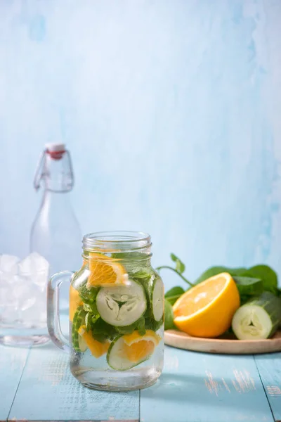 Detox Water Vegetables Fruits Diet Healthy Eating Weight Loss — Stock Photo, Image