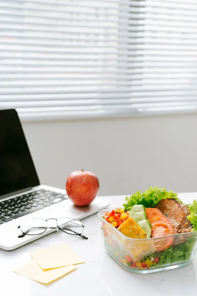 Food in the office. Healthy lunch for work.