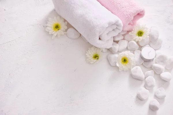 Monochrome Cosmetic Set Spa Concept White Background — Stock Photo, Image