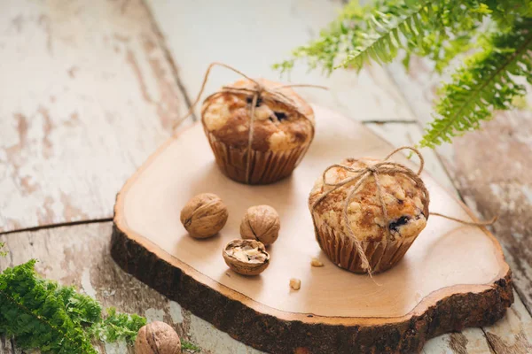 Finom Házi Anya Muffin Asztalra Édes Sütemények — Stock Fotó