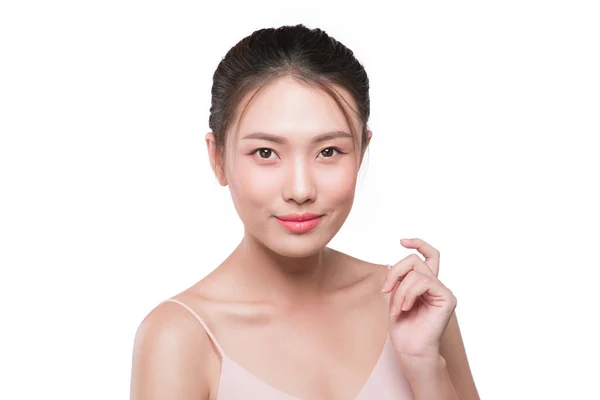 Hermosa Cara Asiática Femenina Con Piel Perfecta Natural —  Fotos de Stock