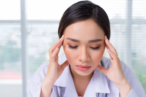 Portrait Tired Thoughtful Female Doctor — Stock Photo, Image