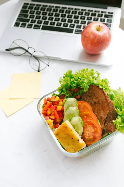 Jedzenie Biurze Zdrowe Lunch Pracy — Zdjęcie stockowe