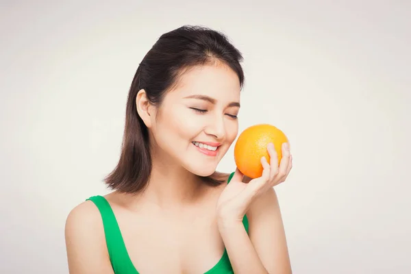 Mooie Aziatische Portret Van Een Jonge Vrouw Met Peren Gezonde — Stockfoto