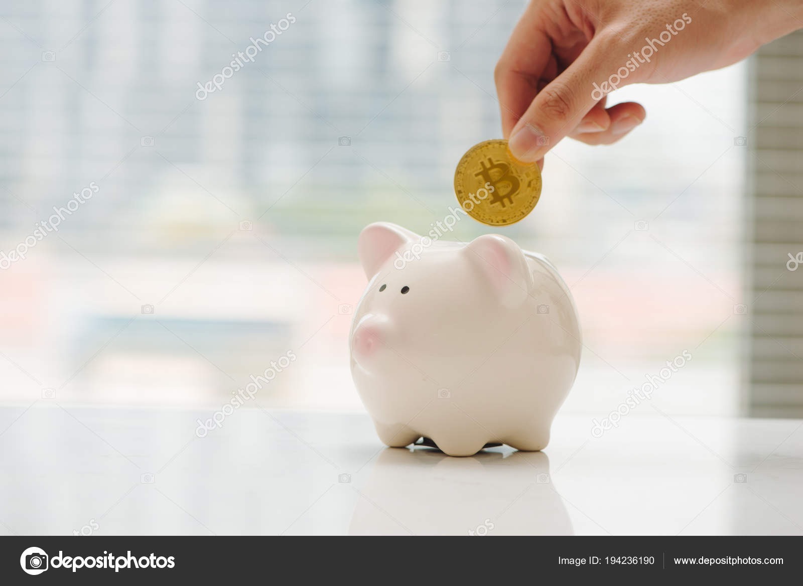 Golden Bitcoin Piggy Bank Symbol Crypto Currency Concept Electronic - golden bitcoin in piggy bank symbol of crypto currency concept of electronic virtual money for web banking and international network payment photo by