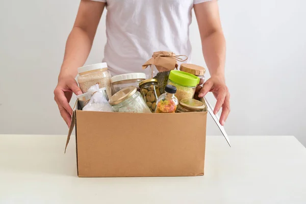 Volunteer Box Food Poor Donation Concept — Stock Photo, Image