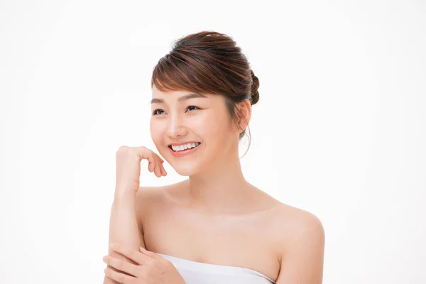 Primer Plano Retrato Atractiva Mujer Asiática Con Justo Perfecto Brillo — Foto de Stock