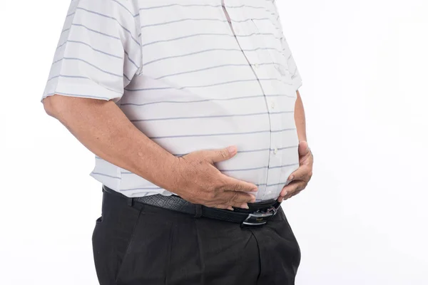 Vientre Gordo Primer Plano Tiro Grasa Obeso Con Sobrepeso Papá —  Fotos de Stock