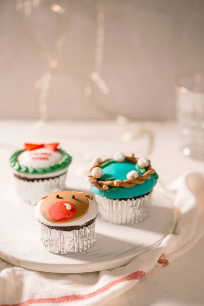 Variation Von Festlichen Weihnachtlichen Mini Dessert Cupcakes — Stockfoto