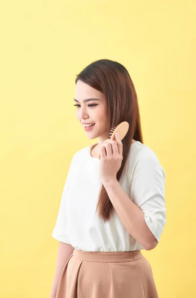 Concepto Buen Cabello Saludable Mujer Encantadora Bastante Hermosa Con Sonrisa — Foto de Stock