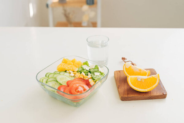 Healthy vegetarian sandwiches. Variety toasts stack on glass container over white background