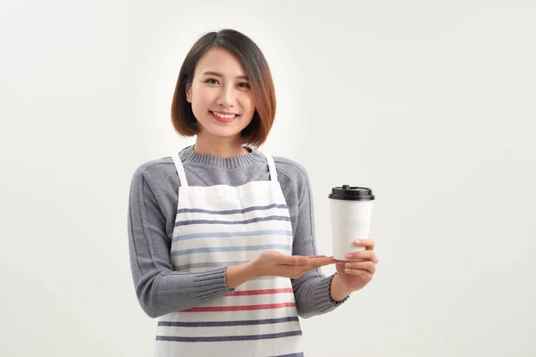 Taza Café Para Llevar Cabo Por Camarero Camarero Profesional —  Fotos de Stock