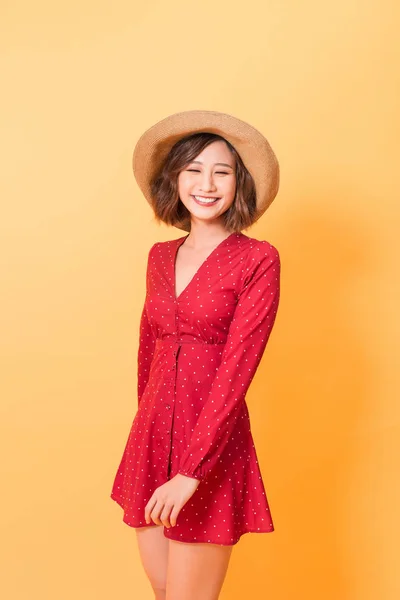 Happiness Happy Summer Asian Woman Isolated Studio Energetic Fresh Portrait — Stock Photo, Image