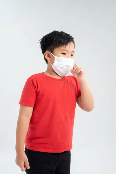 Retrato Menino Asiático Usar Máscara Saúde Tosse Conceito Médico Saúde — Fotografia de Stock