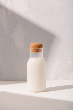 Süt veya kokteyl yaratıcı kavramı, minimalizm tarz, açı görünümü, bir metin için alan.