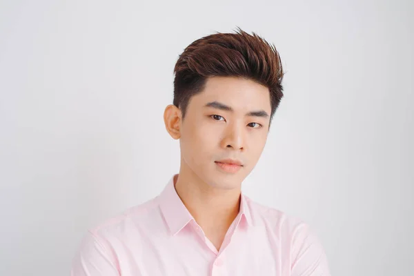 Portrét Mladého Asijského Muže Bílém Pozadí — Stock fotografie