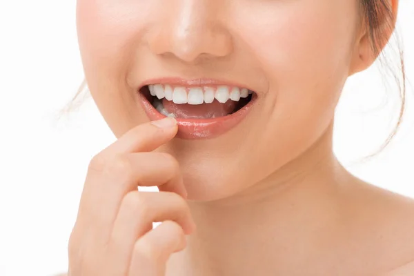 Hermosa Sonrisa Con Dientes Sanos Primer Plano — Foto de Stock