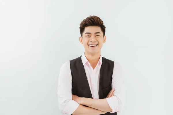 Bonito Jovem Asiático Homem Sobre Fundo Branco — Fotografia de Stock