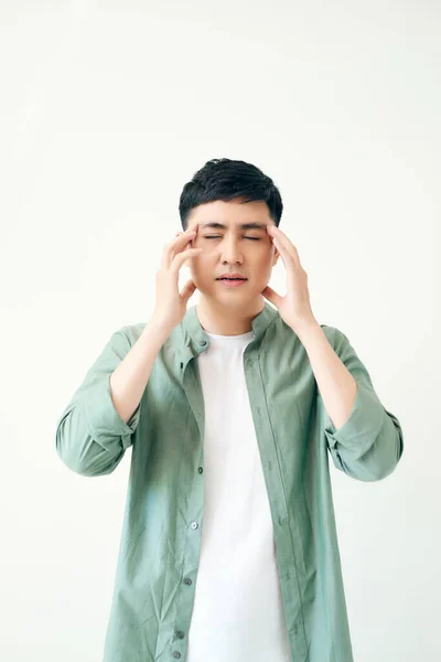 Asian Man Getting Headache White Background — Stock Photo, Image