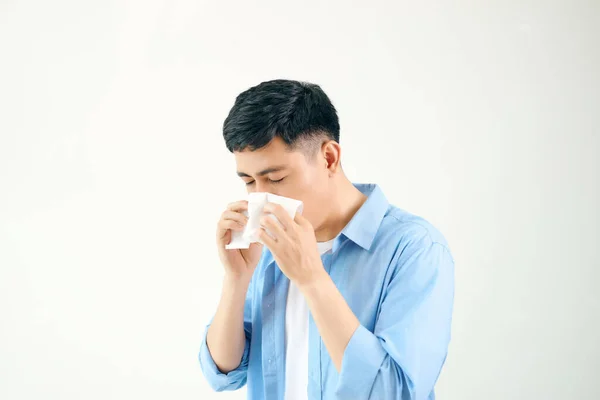 Seorang Pria Terkena Flu Penyakit Asia — Stok Foto