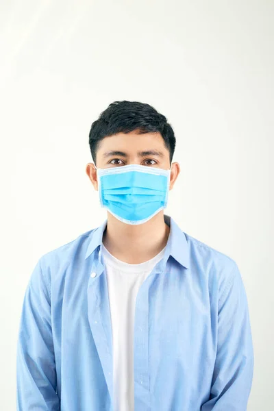 Covid Symptom Pandemic Coronavirus Man Wearing Face Mask Protective Spreading — Stock Photo, Image