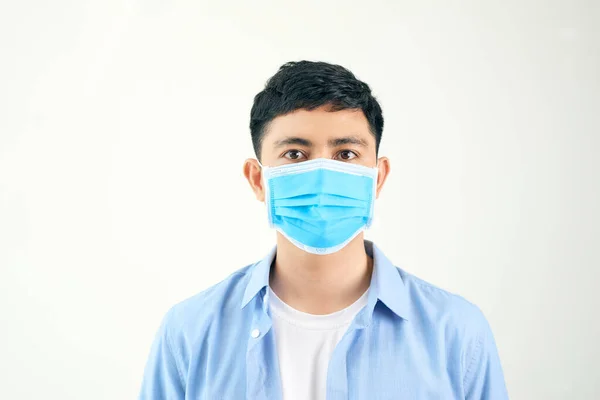 Protección Contra Enfermedades Contagiosas Coronavirus Hombre Con Máscara Higiénica Para —  Fotos de Stock