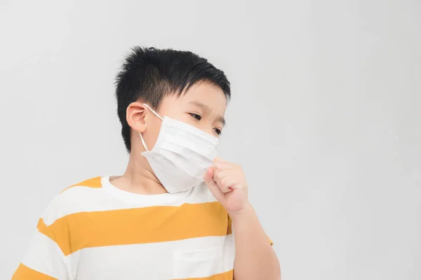 Netter Kranker Junge Einer Maske — Stockfoto