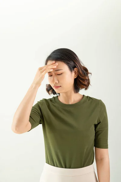 Portrait Stressed Sad Young Woman Standing — Stock Photo, Image